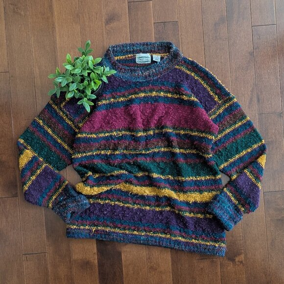COLORFUL STRIPE KNIT VINTAGE SWEATER - Picture 1 of 2